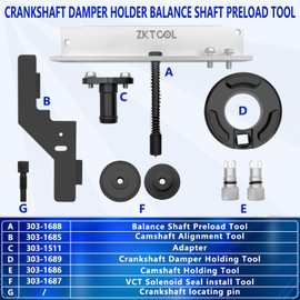 ZKTOOL Camshaft Holding Alignment Timing Kit,Crankshaft Damper Holder Balance Shaft Preload Tool Vct Solenoid Seal Installer Fit for Ford 2.0 2.3 303-1551 303-1685 303-1686 303-1687 303-1688 303-1689