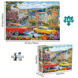 Chalzidar Jigsaw Puzzles for Adults 1000 Pieces, Interlock Perfectly Letter on Back No Dust, Home Decor Birthday Party Gift Toy for Men Women Elders Seniors, 1:1 Poster - City Streets