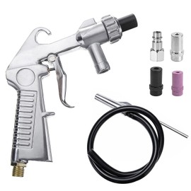 Sandblasting Gun 6-Piece Set Compressed Air, Ceramic Nozzle, Iron Nozzle, Sand Blaster, Aluminium, Rubber Hose, Sand Suction Tube, Sand Blasting Device with Rubber Hose (1 M), for Sand Blasting