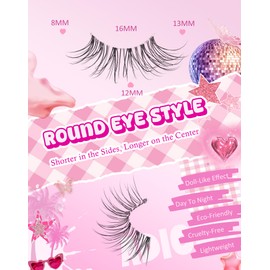 Half Eyelashes Corner Lashes Natural Lashes Half Lashes Wispy End Lashes Corner Eyelashes 3/4 Lashes Clear Band lashes 7 Pairs HF01