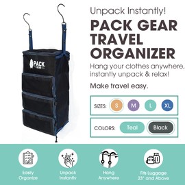 Pack Gear Hanging Carry-On Organizer - Our Standard Hanging Luggage Organizer Fits Any Carry On - Our Packing Cubes For Travel Use Mesh Windows to Make Finding Clothes Easy (Black, S)