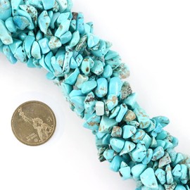 35 inches Chip Stone Loose Gemstones Beads Drilled Strand for Jewelry Making (Blue Turquoise)