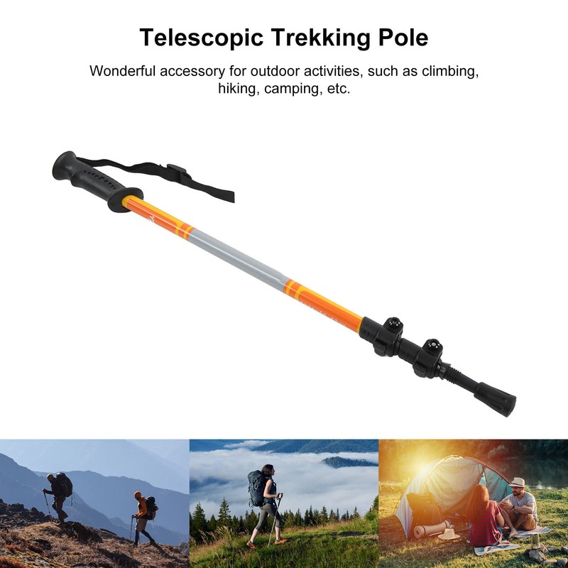 Three Sections Aluminum Alloy Alpenstock Corrosion Resistance Telescopic Trekking PoleGold