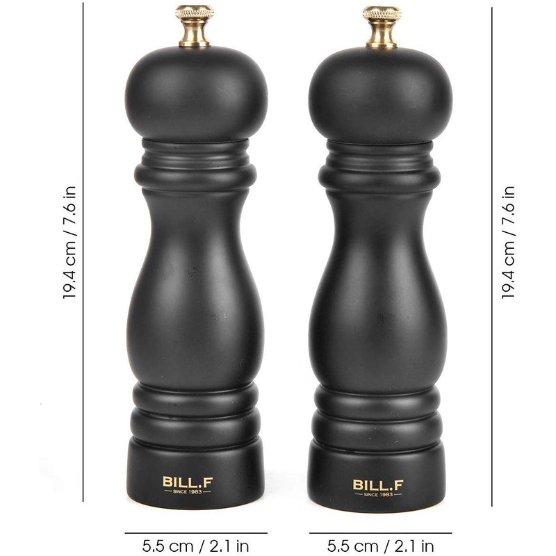 BILL.F Salt and Pepper Grinder Wooden Pepper Mill Grinder Salt