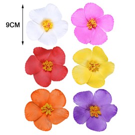 6Pcs Hawaiian Flower Hair Clips Artificial Foam Flower Barrettes Bohemian Flowers Hair Accessory for Vacation Beach Party Wedding (Random Color)