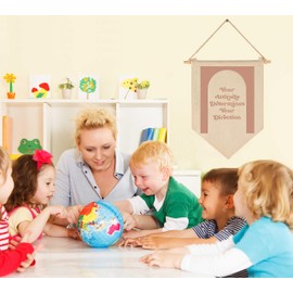 Encourage Banner Wall Decor Gifts for Nursery Classroom Playroom Bedroom Front Door-Growth Mindset Affirmation Educational Flag-Calm Down Corner Wall Sign-Reminder Gift-Your Attitude Deter Mines