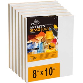 PHOENIX Gesso Boards for Painting - 8x10 Inch / 6 Pack - Coarse Surface 3/4 Inch Cradled Wood Panels for Oil & Acrylic Paints, Crafts & Pouring Art