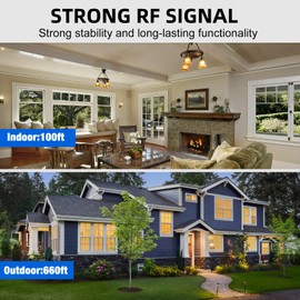 Wireless Light Switch and Receiver Kit No Wiring No WiFi 100ft RF Range Remote Light Switch for 200W LED Lamp Ceiling Light Fan Pre-Programmed (2 Pack Switches+1 Receiver)