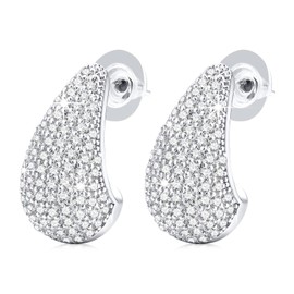 Chunky Gold Hoop Earrings for Women Lightweight Cubic Zirconia Teardrop Dupes Earring Set Large Drop Earrings Waterdrop Earrings Non Tarnish Dainty Fashion Trendy Jewelry for Women Christmas Gift