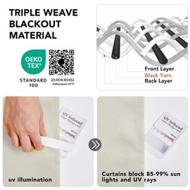 Deconovo Short Blackout Curtains Panels for Bathroom/Kitchen - Thermal Insulated Rod Pocket Room Darkening Drapes, Noise-Reducing Curtains, 42W x 36L Inch, Light Beige, 2 Panels