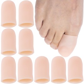 Alpinleux 10 Pack Gel Toe Protectors, Soft Elastic Toe Covers for Big Toe, Toenail Cushions Toe Cap Toe Sleeves for Ingrown Toenails, Missing Toenails, Blisters, Corns, Calluses, Hammer Toes