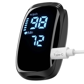 Rechargeable Pulse Oximeter Fingertip - Blood Oxygen Saturation Monitor With Accurate Fast SpO2 Reading (Black)