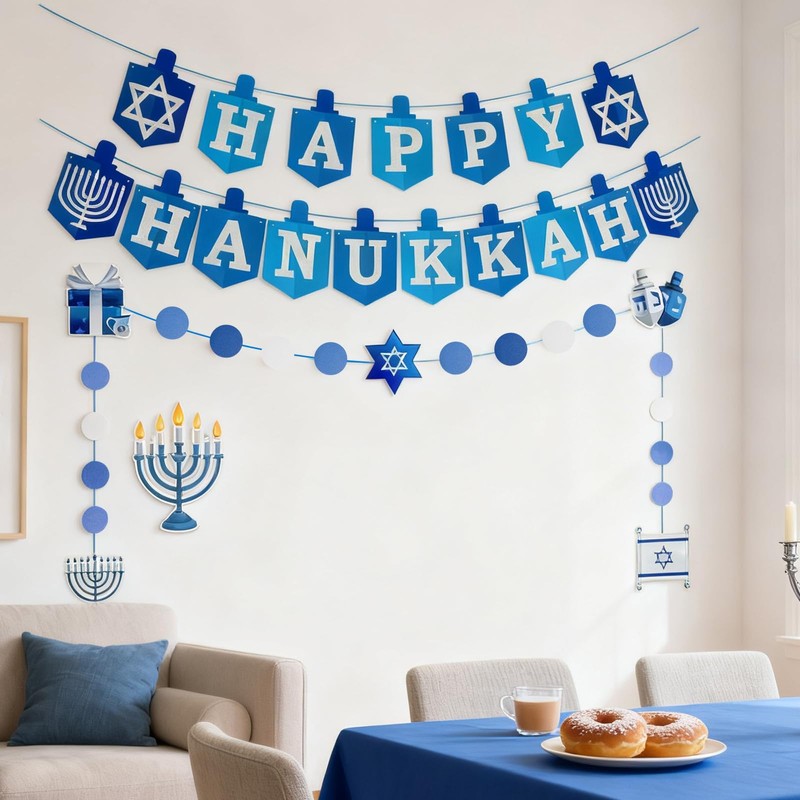 Hanukkah Decorations Banner Happy Hanukkah Sign Banner Chanukah Decorations for