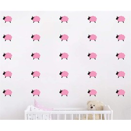 36 Pcs/Set Lovely Sheep Wall Decal Art Vinyl Removable Stickers for Kids Baby Girls Nursery Living Room Bedroom Playroom Decoration YMX36 (Soft Pink)