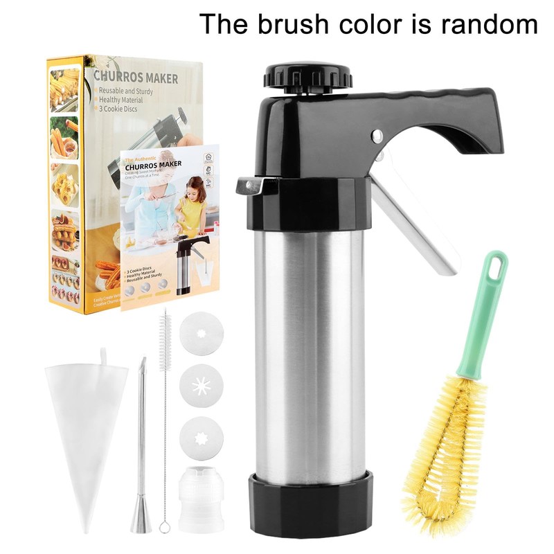 Churro Maker Kit,Hollow Churro Machine,with 3 Disc, Piping Bag, Cleaning