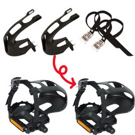 Bike Pedals, Toe Clips Universal Replacement Parts with Strap Belts,Bicycle Pedal Foot Cover Plastic Bike Pedals for MTB and Road Bike