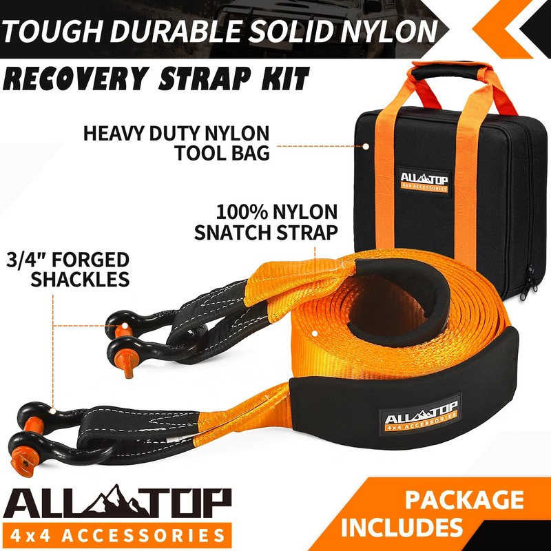 ALL-TOP Heavy Duty Tow Strap Recovery Kit: 3 inch x