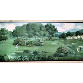 Golfing Country Club Golfer Wallpaper Border - Blue - GL102604