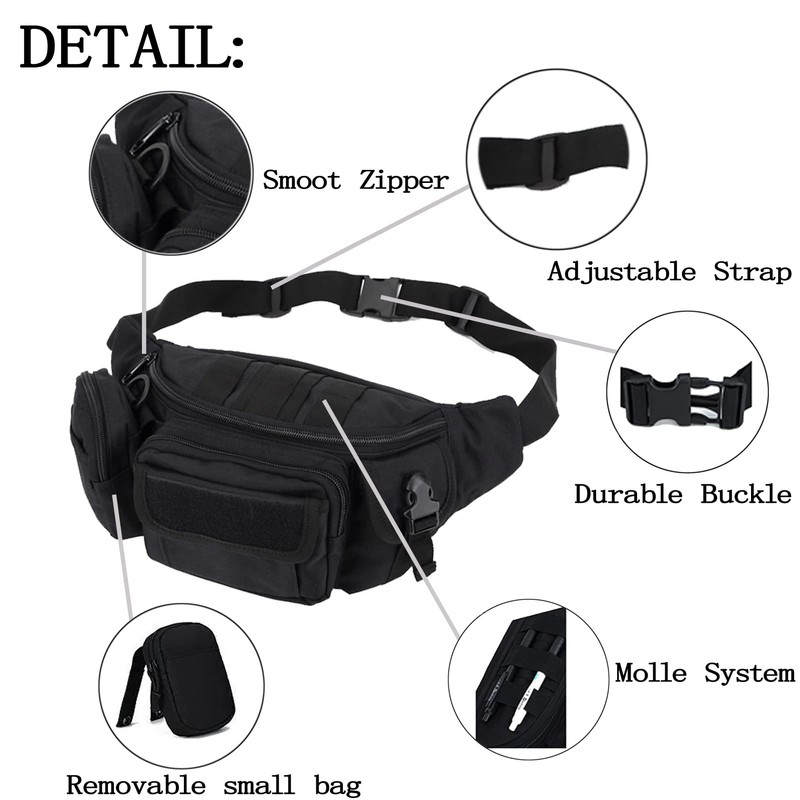 Rouinek Tactical Fanny Pack Military Waist Bag Pack Utility Hip