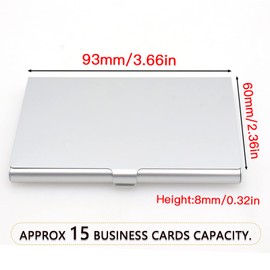 Joyangy Pack of 2 Gold Metal Business Card Holder, Aluminum Alloy Business Card Case, Flip Cover Slim Pocket Business Card Holder, Purse Name Card Holders for Men & Women, Silver