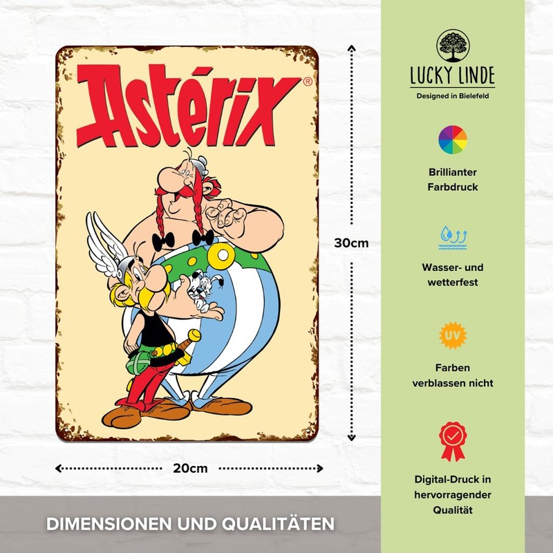 LUCKYLINDE - Retro Tin Sign, Asterix and Obelix, French Cult