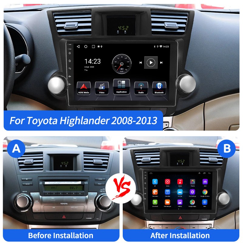 ESSGOO 10" Apple Carplay For 2008-2013 Toyota Highlander Android14 Car