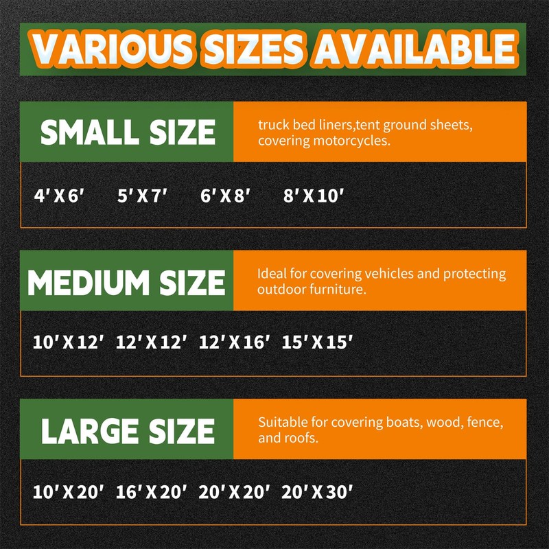 RAINDEWAY Tarps 8x8 Feet,Tarp Waterproof,9Mil Thick,Finished Size,Multipurpose Poly Tarp Cover