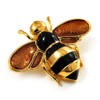 Gold Plated Bee Pin (Black & Light Brown)