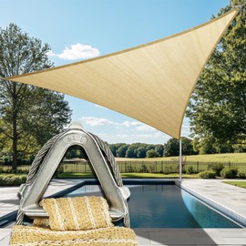 ColourTree Heavy Duty 5' x 10' x 11.2' Beige Sun Shade Right Triangle Pro Ring Customized Size Shade Sail, 260 GSM Commercial Grade UPF50 Sunshade, Reinforced Corners & Edges - 5 Years Warranty