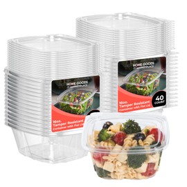 HOME GOODS MARKETPLACE 16oz Clear Tamper Resistant Containers with Lids (40 Pack) – Tamper Evident, Leak-Proof, Stackable Containers for Food Storage, Meal Prep, Sauce & Snacks