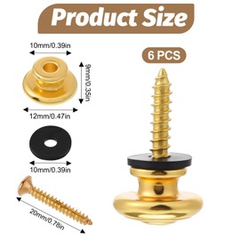 6 Pcs Guitar Strap Button - Metal Guitars Strap Pins Accessories for Guitar, Bass, Ukulele