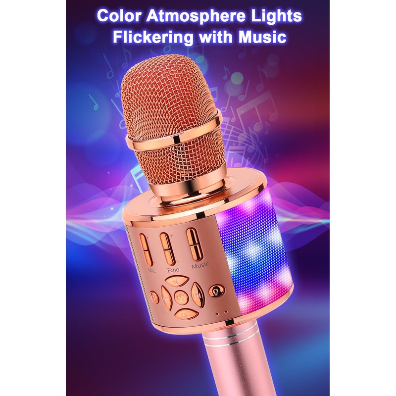 BONAOK Karaoke Microphone Bluetooth, 4 in 1 Wireless Karaoke Microphones,