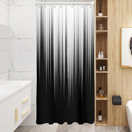 AAtter - Cortina de ducha negra y gris, color blanco, gris, degradado, decorativa, moderna, color plateado, abstracto, estética, impermeable, tela para decoración del hogar, baño, juego de tina con 7 ganchos, 36 x 72, moderna