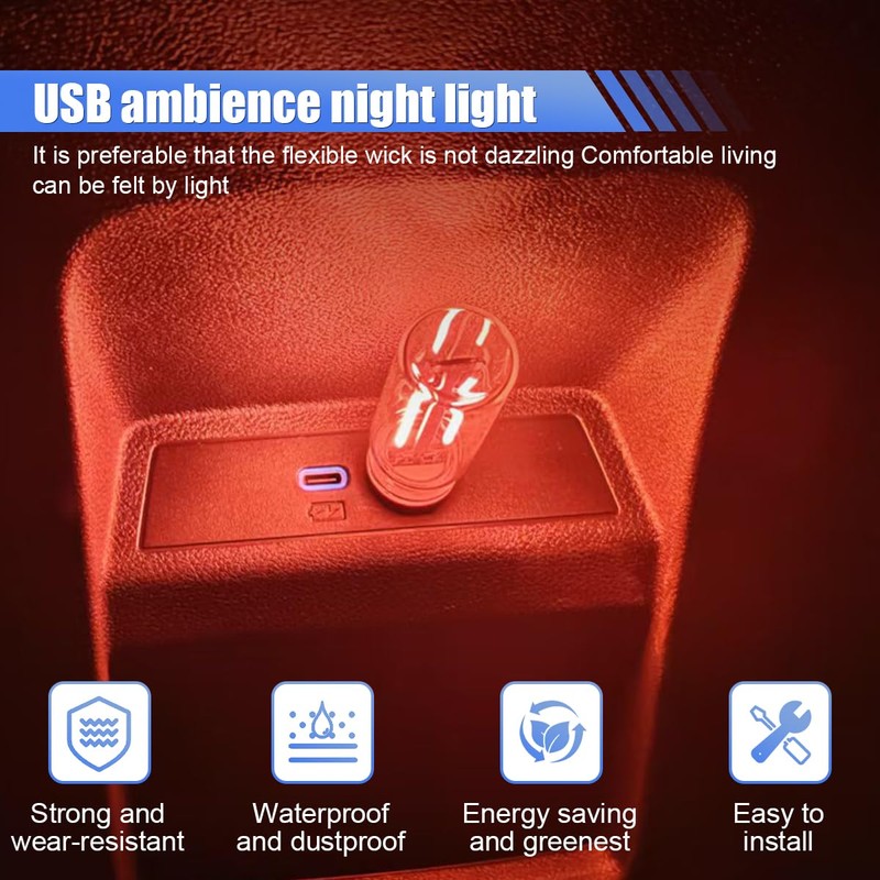 UHANBUT USB LED Car Interior Atmosphere Light, Plug-in USB Touch