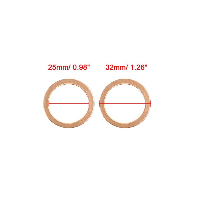 X AUTOHAUX 10pcs 25mm Inner Diameter Copper Washers Flat Sealing