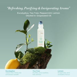 Throat Chakra Essential Oil Pulse Point Rollerball – Eucalyptus, Tea Tree & Lemon with Blue Sodalite – Confidence Boost, Anxiety Relief, Relaxation, Mindfulness Gifts for Adults Women Teens (15ml)