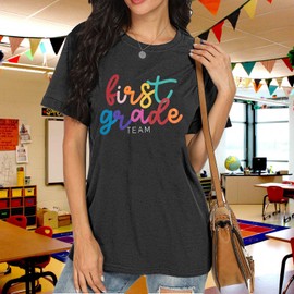 First Grade Teacher Shirts: First Day of School Teacher Tshirt Women Teacher Life Gift Back to School Tee Tops Grey