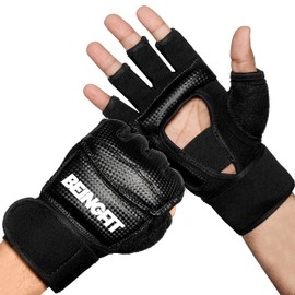 Beingfit Open Finger Gloves Boxing Gloves MMA Karate Taekwondo Muay Thai (Black, S)