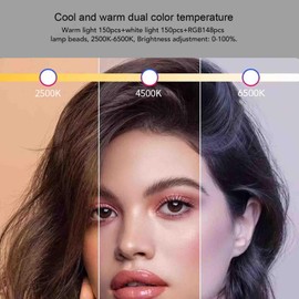 Ring Light with Tripod Stand, 2500-6500k Dimmable LED Light Selfie Ring with Magnetic Patch, Desktop LED Circle for Live Streaming Self Broadcasting Webcam Lighting