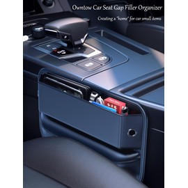 Owntow Universal Fit Car Gap Filler, Premium Leather Car Seat Gap Filler Organizer, Car Organizer Car Accessories for Women Men, Car Essentials for Car SUV Truck (Black, 1 Pack)
