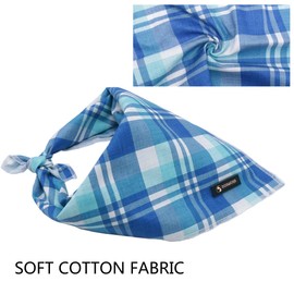 Dgowong Dog Bandana, Cotton Blue Plaid Badana Dog Triangle Bib Neckerchief Dog Scarves for Small, Medium and Large Dogs