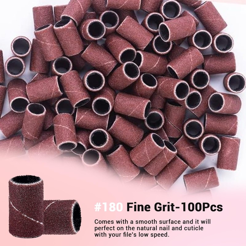 MelodySusie 100 Pcs Professional Sanding Bands Nail Manicure 180 Grit