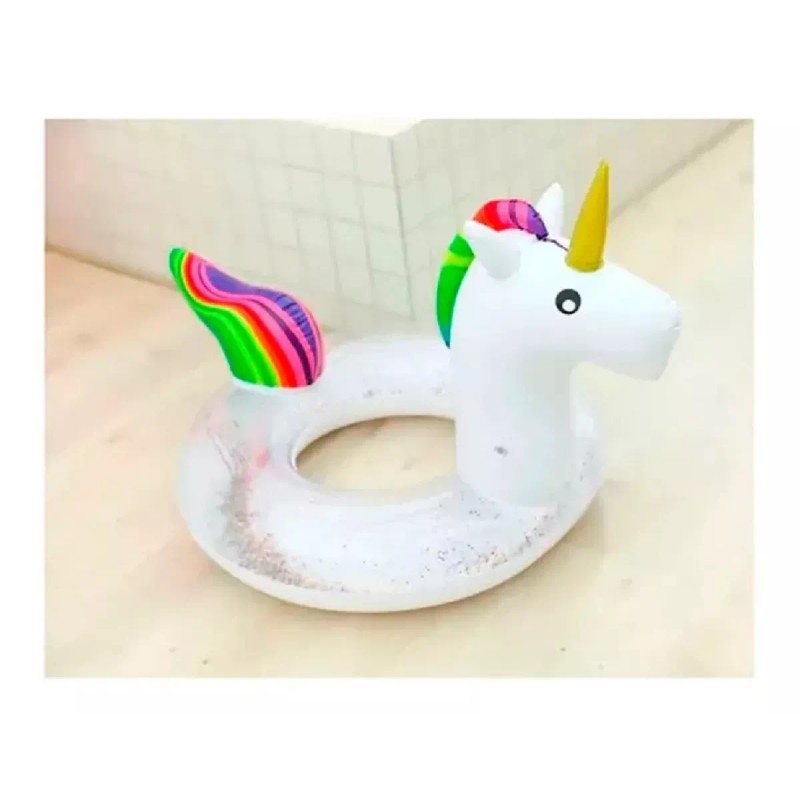 KFMX Salvavidas Unicornio Glitter 90cm Flotador Kawaii Floaties