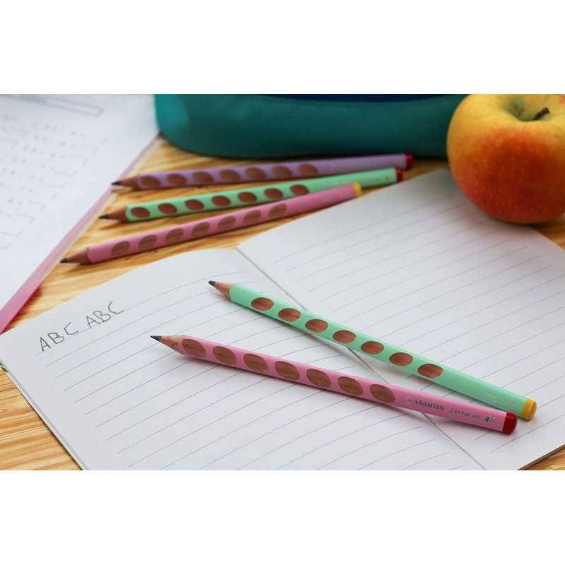 STABILO EASYgraph Ergonomic Triangular Pencil for Left-Handed Users, Pastel Pink,