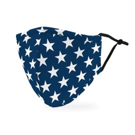 Weddingstar 3-Ply Adult Washable Cloth Face Mask Reusable and Adjustable with Filter Pocket - Navy Stars