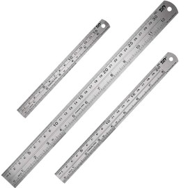 Stainless Steel Ruler Double Sided Metal Scale Professional Measuring Tool Universal Tool 15cm/20cm/30cm for Teaching, Engineering or Building