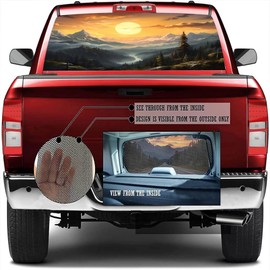 Dunmat Sunrise Natural Scenery Rear Window Decal for Trucks Forests Sun Mountain River View Rear Wiindow Decals for Truck Car SUV,Vinyl Graphic Sticker 66 x 22 inch