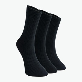Bulusorganic 3 Pairs 98% Organic Cotton Crew Socks, Soft Breathable Non-Tight Seamless Casual Socks for Men & Women (US, Numeric, 6, 8, Regular, Regular, Black)