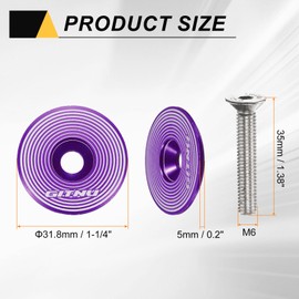 HARFINGTON Headset Stem Top Cap 1-1/4 Aluminum Alloy Cycling Headset Cover Stem with M6 Bolt for Mountain Bike Road Bicycle MTB, Purple