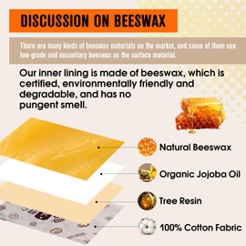 2 Pack Reusable Beeswax Bread Bags, 100% Cotton Food Grade Zipper Bags
